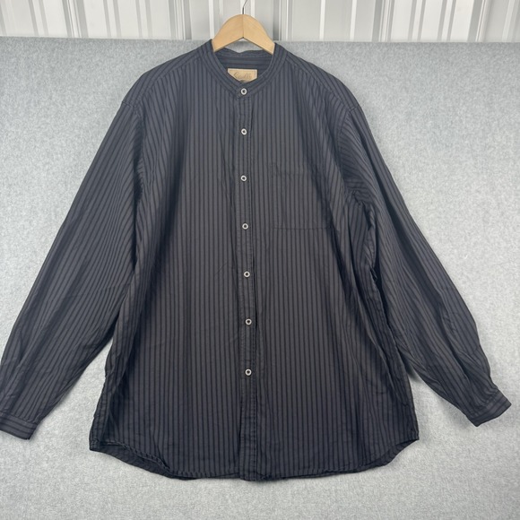 Scully Shirt Mens XXL Black Stripe Band Collar Western Cowboy Pocket Frontier - Picture 1 of 8